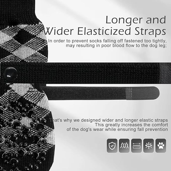 EXPAWLORER Anti Slip Dog Socks to Prevent Licking Paws, Dog Shoes for Hot Pavement, Dog Booties for Small Medium Large Senior Dogs, Traction Control Boots & Paw Protectors for Hardwood Floors