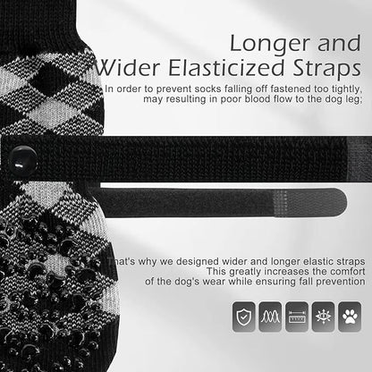 EXPAWLORER Anti Slip Dog Socks to Prevent Licking Paws, Dog Shoes for Hot Pavement, Dog Booties for Small Medium Large Senior Dogs, Traction Control Boots & Paw Protectors for Hardwood Floors