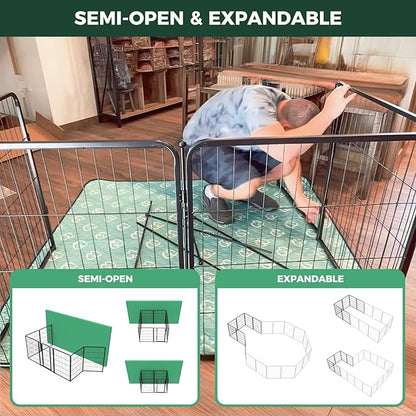 FXW Homeplus Unleashed Indoor Dog Playpen - Stress-Free and Safe Play, Heavy Duty 40 Inch 6 Wire Panels Dog Pen for Medium and Large Dogs, Black│Patented