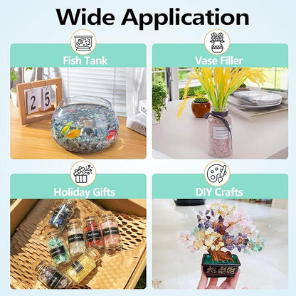 3 Lb Rosy Pink Stones Aquarium Gravel Rocks, Tumbled Chips Crushed Crystal Quartz Healing Stones for Garden|Vase Filler|Fish Turtle Tank Decorations