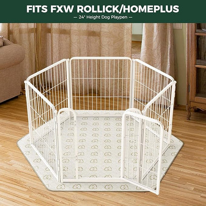 FXW Washable Pee Pads for Dogs, Puppy Pads with Super Absorbent, Specifically Designed for FXW Rollick/Homeplus 24inch 6 Panels Dog Playpen, 31" Hexagon, Khaki, 1 Pack