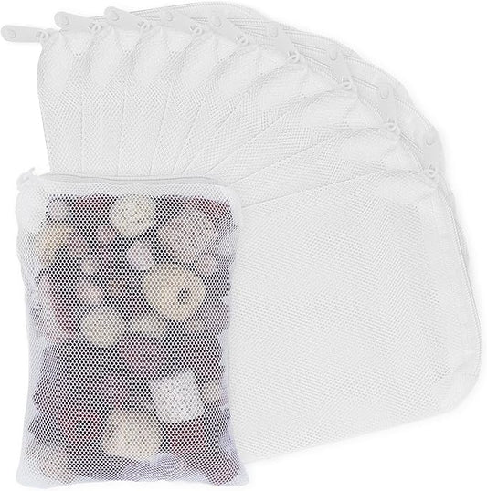 Aquarium Filter Media Bags for Aquarium with Zipper, Fine Mesh Bag Reusable Strong Polyester for Activated Carbon, Bio Filter Balls, Ceramic Rings, Filter Stones, White 10PCS 3.93" x 5.9"