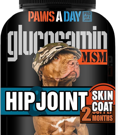 Glucosamine for Dogs Hip & Joint Supplement – “Two-in-One Combo” Dog Joint Care and Improved Skin & Coat with Chondroitin, MSM, Omega 3, Collagen & Biotin, 60 Chewable Tablets
