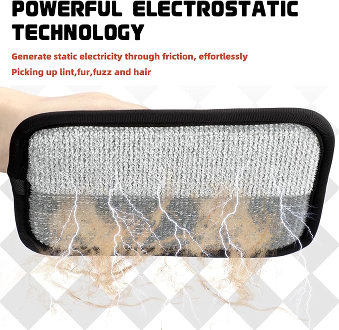 2 Upgraded Thickened Electrostatic Pet Hair Removal Gloves Brush,2025 New Reusable Cat Dog Hair Remover Grooming Gloves,Double Sided Washable Static Animal Fur Removal Tool for Couch,Carpet, Clothes