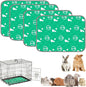 4 Pack Guinea Pig Bedding - Washable Guinea Pig Cage Liners, Waterproof Reusable & Anti Slip Pee Pads Super Absorbent Mats for Small Animals Pet Rabbit Bunny Hamster Rat (Green, 24 x 18 Inch)
