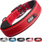 Fida Heavy Duty Dog Collar 1.5” Width, Ultra Soft Neoprene Padded, Adjustable Reflective Nylon Pet Collar with Two Metal Pin Belt Buckle for Large/X-Large Breeds (XL, Red)