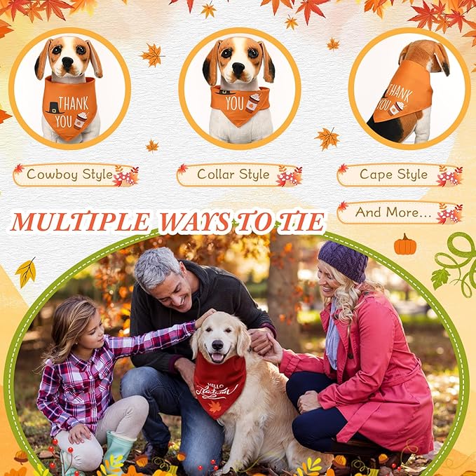 200 Pcs Fall Thanksgiving Dog Bandana Bulk with Sayings Pet Triangle Scarf Bibs Washable Puppy Kerchief Adjustable Grooming Supplies for Small Medium Large Dog Cat Costume Accessories