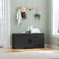 2-Tier Storage Bench, Shoe Bench with Thickened Padded Seat Cushion, Entryway Bench with 2 Doors, Adjustable Shelf, 13.8" D x 37.4" W x 18.5" H, for Entryway, Living Room, Bedroom, Black