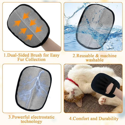 Electrostatic Pet Hair Removal Glove, Reusable Static Removal Gloves for Pets Hair, Versatile Pet Grooming Gloves for Couch, Furniture, Carpet, Car Seat