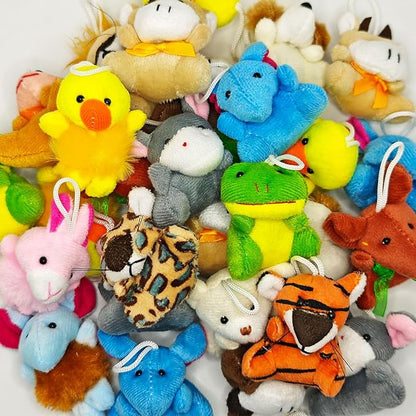 24 Packs Mini Plush Animals Toys, Animals Keychain Charms for Kids, Small Stuffed Animal Bulk for Kids, Easter Party Favors, Easter Basket Stuffers, Carnival Prizes, School Gifts