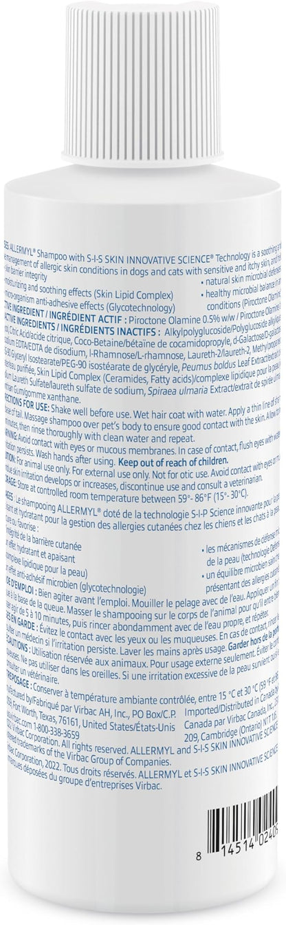 Allermyl Medicated Pet Shampoo Hypoallergenic, Soothing and Moisturizing Shampoo for Allergic Dogs and Cats (by Virbac)
