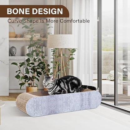 2 in 1 Cat Scratcher Cardboard Lounge Bed, Cat Scratching Post, Durable Board Pads Prevents Furniture Damage,Large (Reversible Grey)