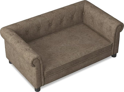 Dog Sofa Couch for Medium to Large Dogs, Memory Foam Pet Sofa Couch with Washable Fabric, Durable Elevated Dog Bed with Legs, Removable Cushion for Medium and Large Dogs, Brown