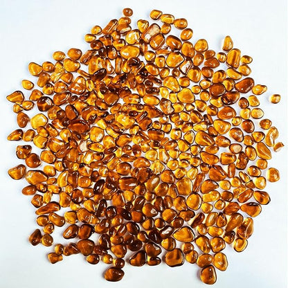 Glass Stones, 0.85LB/385g Orange Aquarium Gravel Rocks, Orange Pebbles for Fish Tank, Sea Glass for Vase Filler Craft