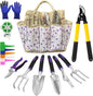 41-Piece Premium Gardening Tool Set, Stainless Steel Heavy Duty Gardening Tool Kit, with Non-Slip Rubber Grip, Storage Tote Bag, Outdoor Hand Tools, Ideal Gardening Gifts for All (Purple Floral)