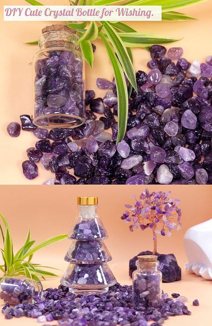 1lb Amethyst Aquarium Gravel Rocks Natural Tumbled Healing Crystal Chips Bulk Gemstones Tumbled Crushed Stones for Fountain Vase Filler Planters Decorative Fish Tank Potted Reiki Energy Balancing