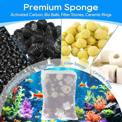 Aquarium Filter Media Bags for Aquarium with Zipper, Fine Mesh Bag Reusable Strong Polyester for Activated Carbon, Bio Filter Balls, Ceramic Rings, Filter Stones, White 10PCS 3.93" x 5.9"