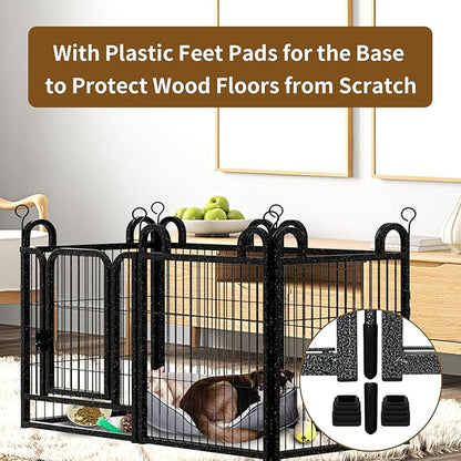 Dog Playpen Outdoor 12 Panels Heavy Duty Dog Fence 32" Height Anti-Rust with Doors Portable for RV Camping Yard, Total 27FT, 58 Sq.ft, Snowy Black