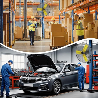 24 Inch Industrial Wall Fan Oscillating with 2 Pack, 7800 CFM Commercial Metal Wall Mount Fans with Poweful Motor, 3 Speed, Heavy Duty Indoor for Warehouse, Workshops, and Garage, UL Listed