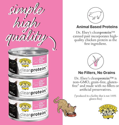 Dr. Elsey's cleanprotein Original Pork Recipe Wet Cat Food, (Pack of 24), 5.3oz Cans