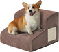 Dogs Steps for Bed, Dog Stairs for Small Dogs, 2-Step Dog Ramp for Bed, Couch, Sofa, and Chairs, Non-Slip Bottom Design, Cat Scratching, High Density Foam Portable Pet Step, Indoor, Coffee