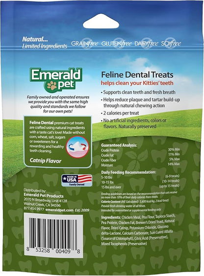 Feline Dental Treats — Tasty and Crunchy Cat Dental Treats Grain Free — Natural Dental Treats to Clean Cat Teeth, Freshen Cat Breath, and Reduce Plaque and Tartar Buildup — Catnip Treats, 3 oz