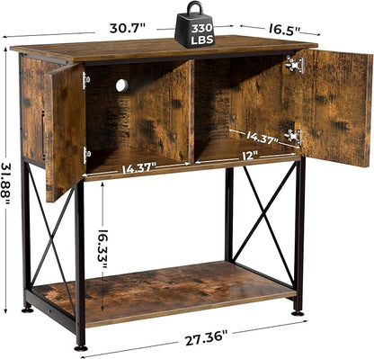 20-29 Gallon Aquarium Stand Metal Frame Fish Tank Stand with Cabinet Storage, for 20 Gallon Long Aquarium,30.7" L*16.5" W Tabletop,330LBS Capacity Rustic Brown and Black PG01YGN