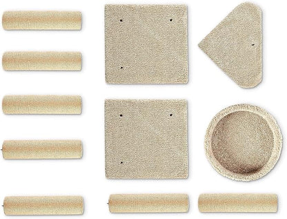 Amazon Basics Cat Tree - Indoor Cat & Kittens Multi-Level Climbing Activity Tower with Scratching Posts, Large (45.9"H) - Beige