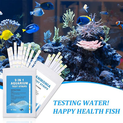 Aquarium Test Strips for Freshwater: 10 in 1 Aquarium Ammonia Test Strips for Fish Tank Ammonia Test Kit for Aquarium Pond - Testing Ammonia Nitrate Nitrite pH,etc