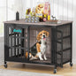 EasyCom 41"/33"/27" Dog Crate Furniture with Name Tag, Heavy Duty Dog Kennel Indoor for Medium Dogs, Double-Doors Sturdy Metal Dog Cage for Anxiety Dog, Decorate House as TV Stand, End Table