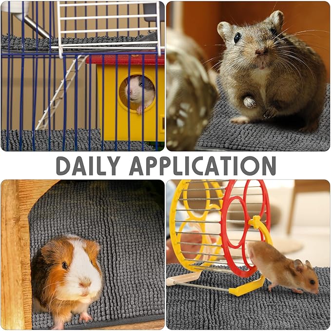 Amylove 4 Pcs Guinea Pig Cage Liner Guinea Pig Bedding Washable Fleece Pee Pads Reusable Small Animals Training Mat Small Animal Sleeping Bed for Bunny Hamster(Dark Gray,12 x 12 Inch)