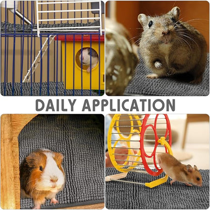 Amylove 4 Pcs Guinea Pig Cage Liner Guinea Pig Bedding Washable Fleece Pee Pads Reusable Small Animals Training Mat Small Animal Sleeping Bed for Bunny Hamster(Dark Gray,12 x 12 Inch)