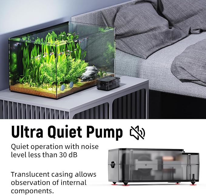 Aquarium Air Pump,Ultra-Quiet/Small Size/More Output Fish Tank Bubbler 1w/16GPH/12Kpa,with Air Stone Bubbler,Single Outlet Suitable for 0-20 Gallon Fish Tank