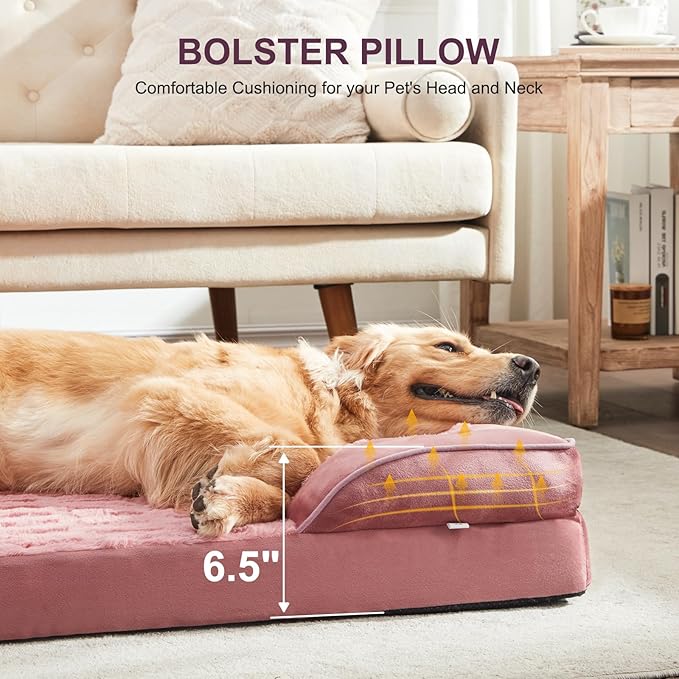 FURTIME Orthopedic Dog Bed for Extra Large Dogs - XL Waterproof Dog Sofa Bed, Ultra Comfy Supportive Foam Pet Bed with Removable Washable Cover, Jumbo Dog Bed with Nonskid Bottom