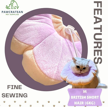 Adjustable Comfy Flower Style Elizabeth Collar for Cats Puppies Soft Recovery Cone Pet Protective Neck Collar (Purple, Medium)