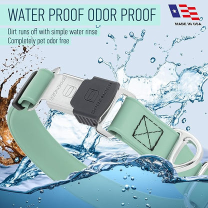 Dogline Biothane Waterproof Dog Collar with Herm Sprenger Stainless Steel Quick Release Buckle – Heavy Duty Tactical Durable Collar for Dogs – Comfortable and Safe Pet Collar, W 1" L 15-25" Sage Green