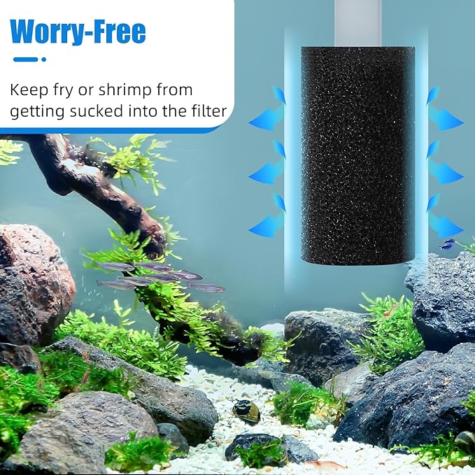 AQUANEAT 12-Pack Pre-Filter Sponge for Aquarium Shrimp Fry Fish Tank Filter 1” Intake, Replacement Foam Cover