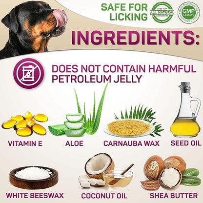 Dog Paw Balm for Dry Cracked Paws – Lick-Safe Moisturizer and Organic Paw Wax with Aloe & Vitamin E – Hot Pavement and Winter Snow Protection – Nose Safe – for All Breeds