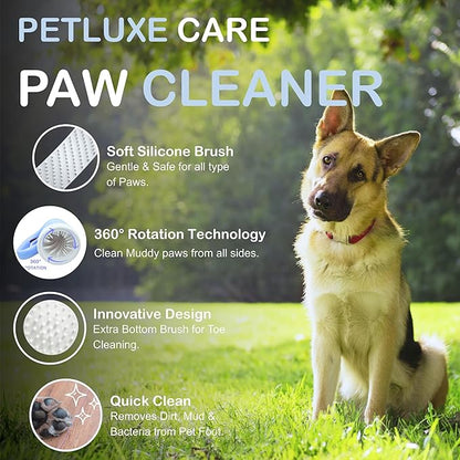 Dog Paw Cleaner for Small & Medium Dogs – Portable Paw Washer Cup with Soft Silicone Brush, Towel & Moisturizing Balm – Gently Cleans Muddy Paws After Walks (Blue, Medium)