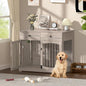 40 Inch Furniture-Style Dog Crate-Multipurpose Wood Pet Crate Furniture with Double Doors,2 Drawers, Decorative Dog House Indoor for Smal/Medium Dogs, Gray Finish