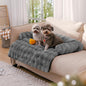 FUNNY FUZZY Pet Fluffy Fuzzy Couch Cover, Calming Washable Dog Bed Sofa Protector Pets Mat for Small Medium Dogs and Cats (Grey,33.45 × 28.35 × 5.51 in)