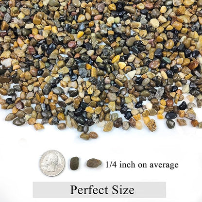 2lbs Fish Tank Rocks, 1/4 Inch Pea Gravel for Fish Tank, Decorative River Rocks for Aquarium Succulent Cactus Plant Vase Fillers Soil Cover and Outdoor Landscaping Stones