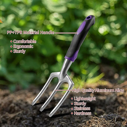 41-Piece Premium Gardening Tool Set, Stainless Steel Heavy Duty Gardening Tool Kit, with Non-Slip Rubber Grip, Storage Tote Bag, Outdoor Hand Tools, Ideal Gardening Gifts for All (Purple Floral)