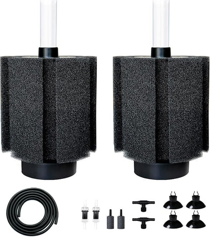 2 Pack 60-70 Gal Aquarium Sponge Filter with Air Stone and Ceramic Filter Media Quiet Fish Tank Bio Filter for Breeding Fry Shrimp Betta Fish Tank