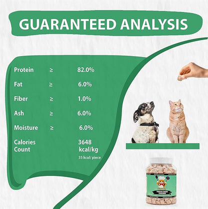 Freeze-Dried Chicken Treats for Cats & Dogs – 100% Human Grade, Single Ingredient, High-Protein, Healthy Snack – No Additives or Preservatives – 3.5oz - Inspected & Tested in USA