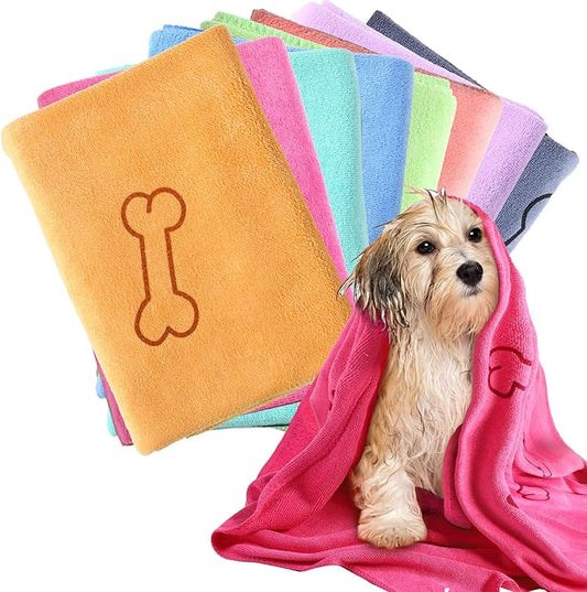 8 Pcs Dog Towels Pet Bath Drying Towels 55 x 28 Inches Large Absorbent Microfiber Quick Fast Drying Soft Beach for Lightweight Cat and Puppy Shower Essentials Cleaning Accessories(Multicolor)