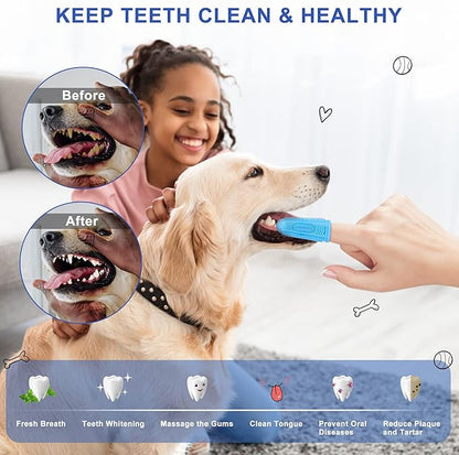 Dog Tooth Brushing Kit Dog Toothbrush 4 Pack Dogs Finger Toothbrush for Dogs Teeth Cleaning & Dental Care,Dogss Tooth Brush Puppy Tooth Brushing