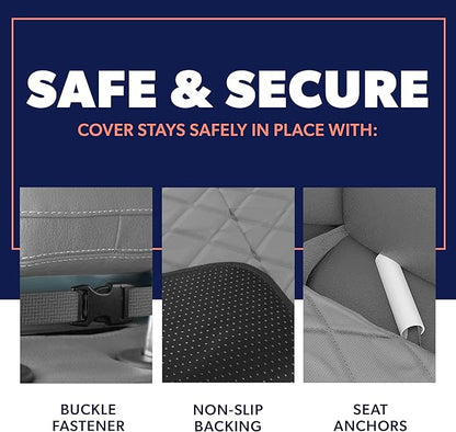 Active Pets Dog Car Seat Cover, Waterproof Front Seat Protector for SUV Truck Sedan, Pet Safety Travel Comfort System with Universal Fit, Grey