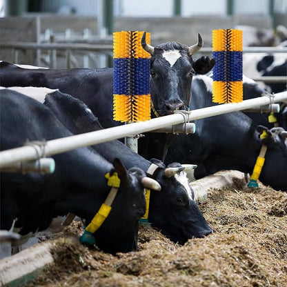 2PCS Livestock Scratching Brush, 17.5 x 7.8 Inch Goat Brushes for Grooming, Horse Brushes for Shedding, Livestock Brush with 8 Screws Great for Horse, Elk, Cattle, Pig, Sheep（Yellow）