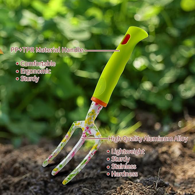 Gardening Tools – 42 Piece Premium Gardening Tool Set,Heavy Duty Hand Tools with Fashion Garden Tools Organizer Handbag,Rust-Proof Gardening Tool Kit, Ideal Gardening Gifts for Women(Pink Floral)